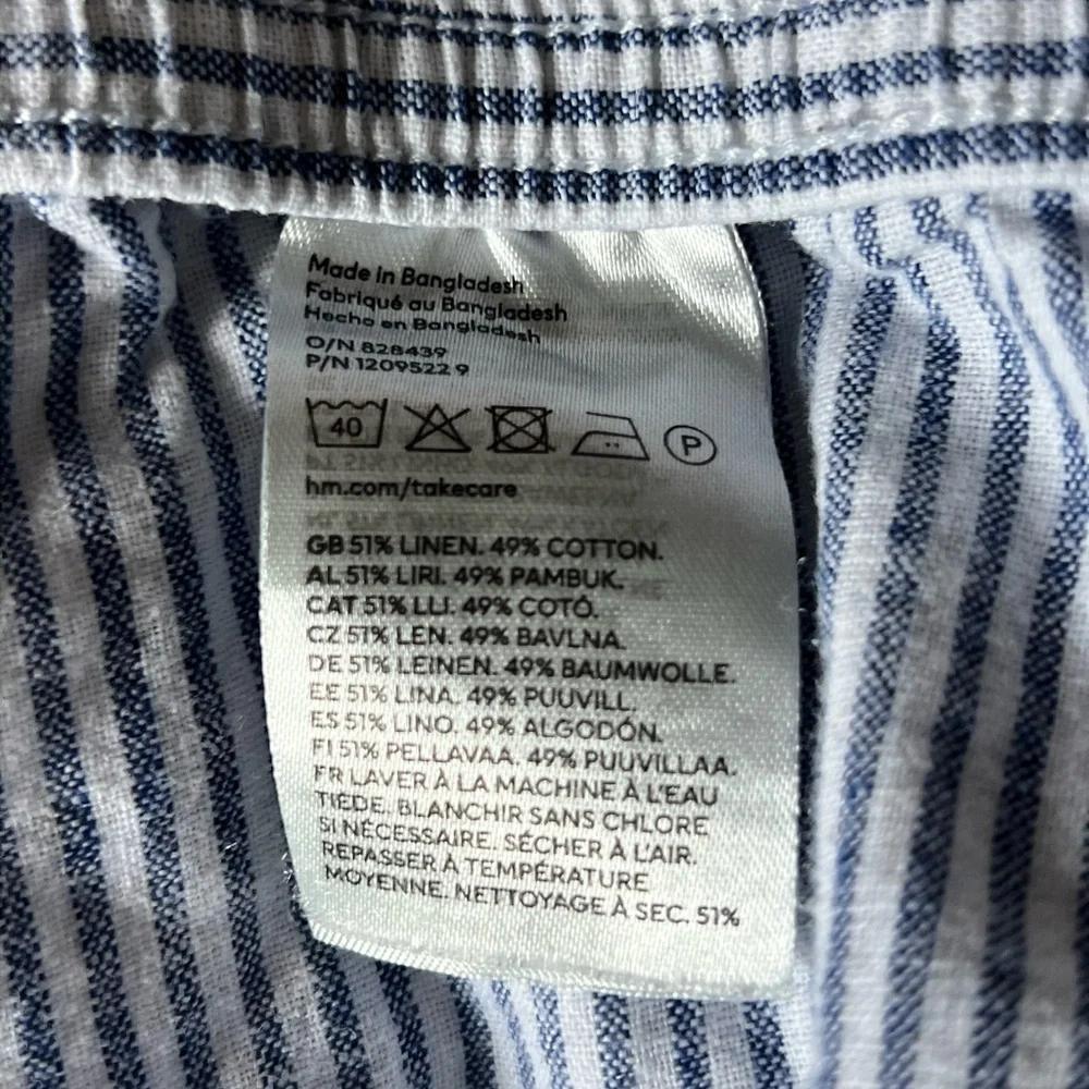 H&M Linen Blend Women’s Striped Blue and White Pajama Pants